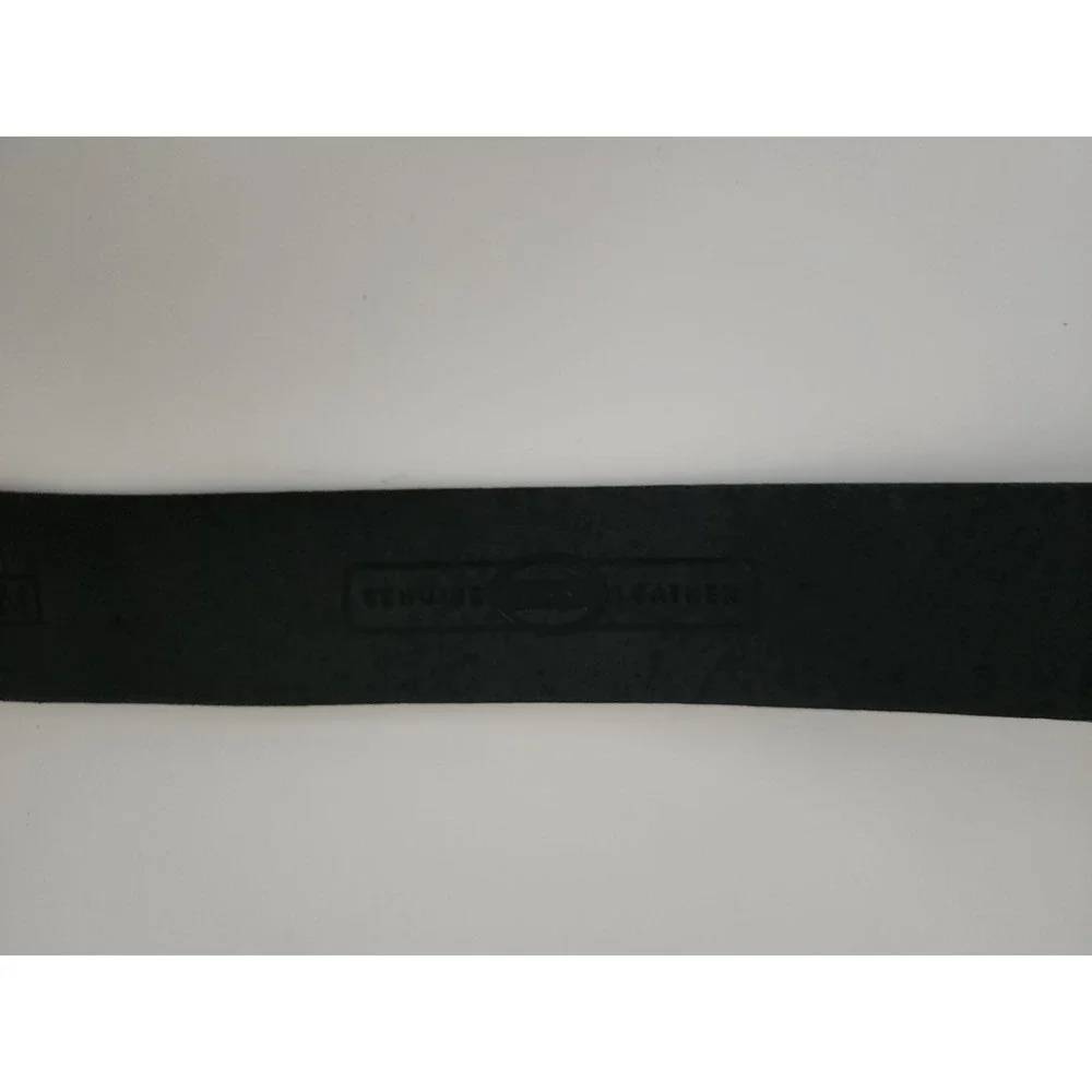 Fossil Mens Leather Black Medium Belt Silver‎ Buckle w/ Flowers BT2803001M